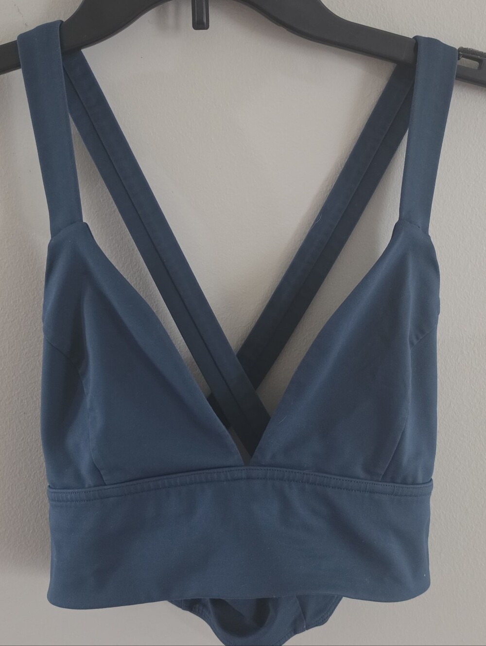 Lululemon Sweat Your Heart Out Bra Submarine Blue Longline Strappy Back Size 8